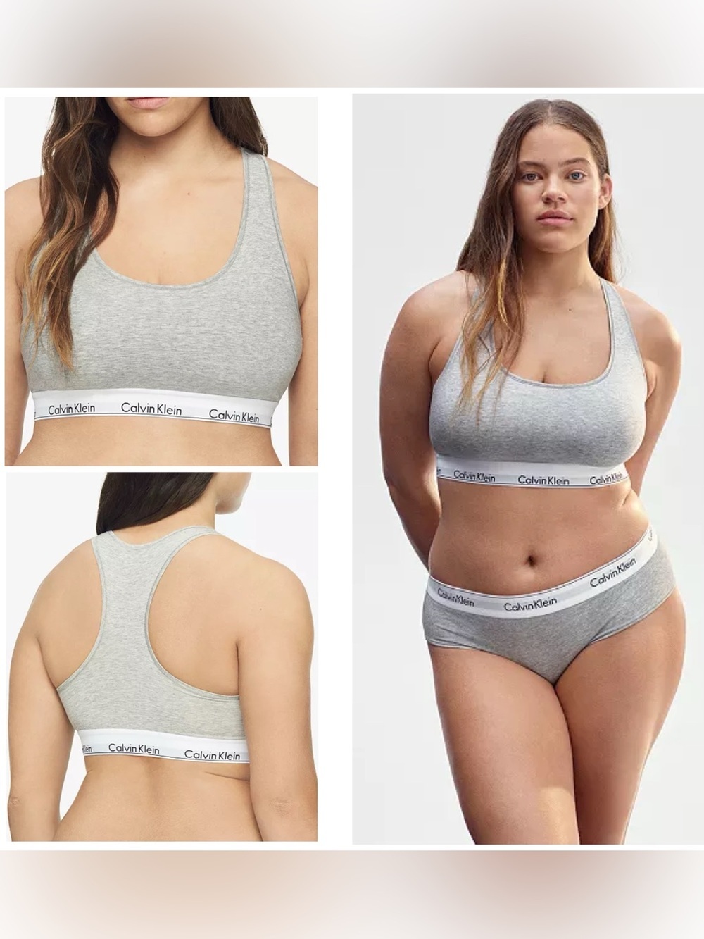 Calvin Klein NWT Women’s Modern Unlined Racerback Bralette In Grey Plus Size 1X